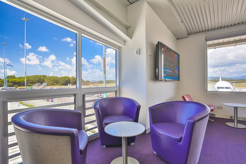 Virgin Lounge, Gold Coast Airport seating area, Safetyline Jalousie